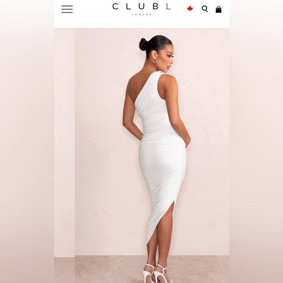 NWT Club L London White Maternity Ruched One Shoulder Midi Dress - Picture 2 of 4